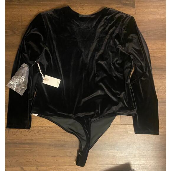 NWT Good American Crushed Velvet Thong Bodysuit sz: 7 (4XL) - Picture 7 of 14